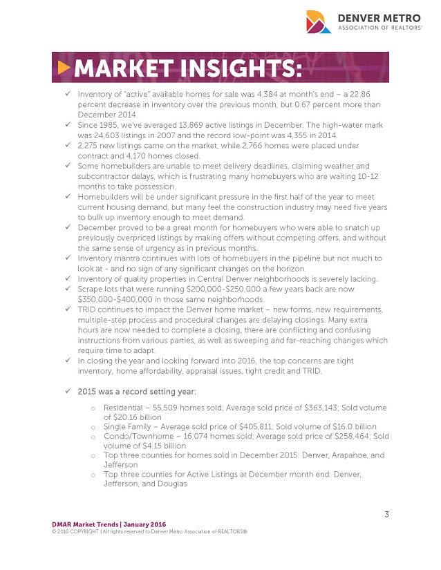 Denver Real Estate Market Insights - Denver Metro Association of REALTORS - #dmarstats