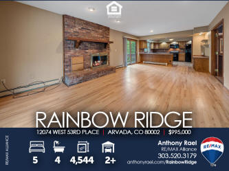 ARVADA HOME FOR SALE: 12074 West 53rd Pl | Arvada CO 80002 Custom Home in The Rainbow Ridge Neighborhood