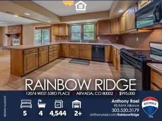 ARVADA HOME FOR SALE: 12074 West 53rd Pl | Arvada CO 80002 Custom Home in The Rainbow Ridge Neighborhood