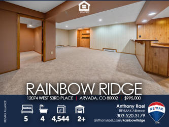 ARVADA HOME FOR SALE: 12074 West 53rd Pl | Arvada CO 80002 Custom Home in The Rainbow Ridge Neighborhood