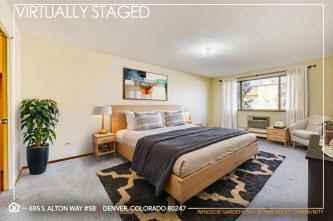 695 S. Alton Way #5B - Virtually Staged Primary Bedroom Suite - Windsor Gardens in Denver