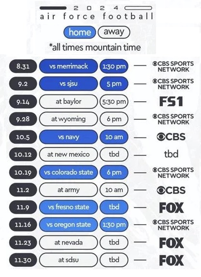 2024 Air Force Falcons Football Schedule