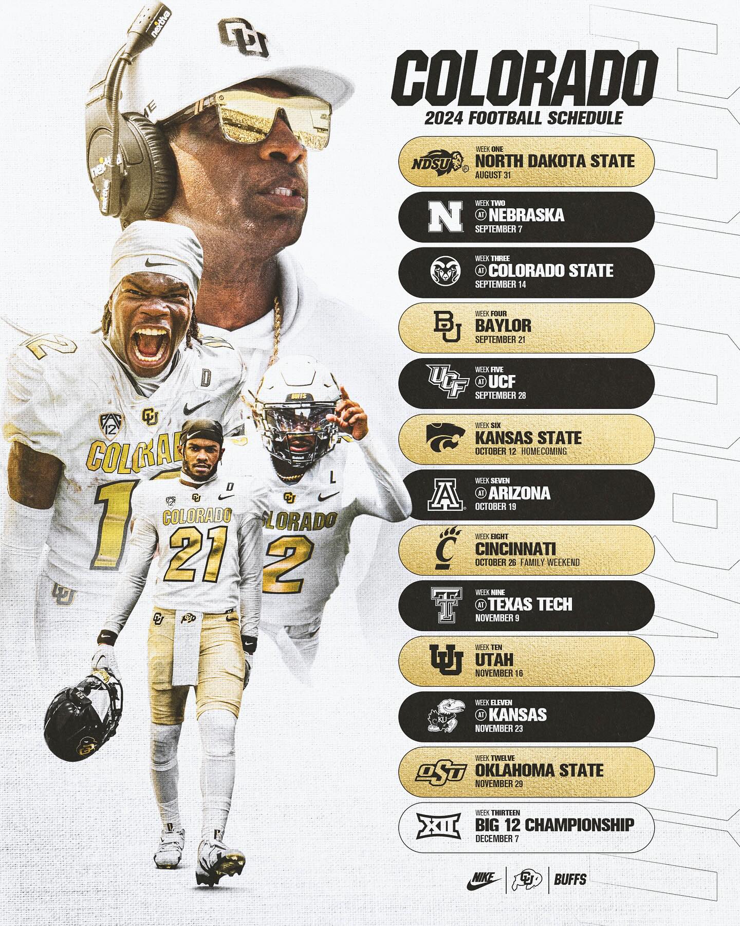 2024 Colorado Buffaloes Football Schedule - (CU BUFFS)