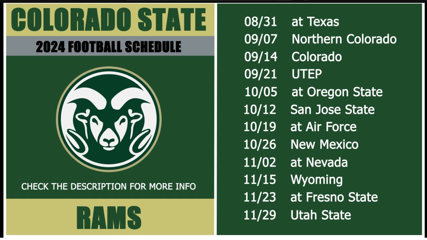 2024 Colorado State Rams Football Schedule (CSU Rams)